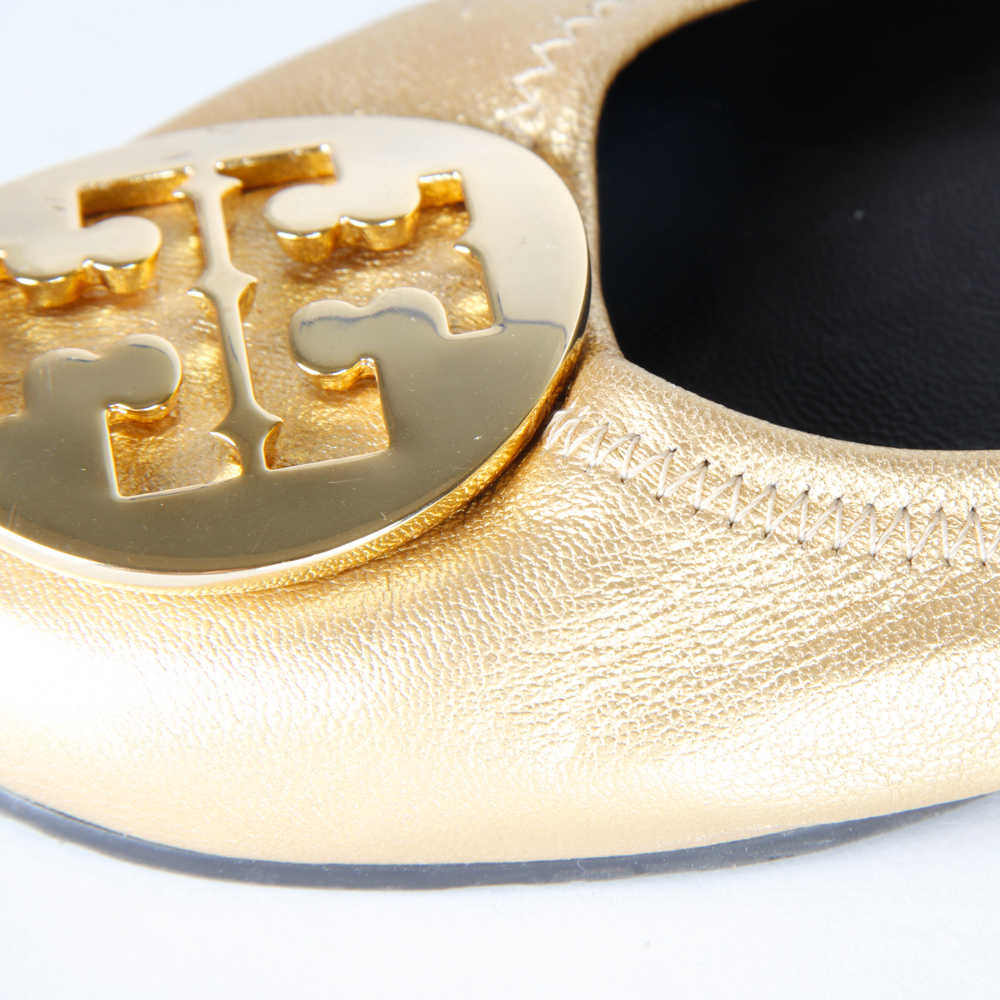 Gold Tone Tory Burch Ballet Flats