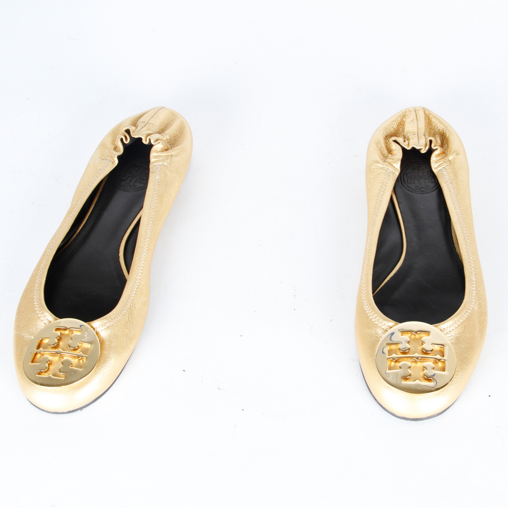 Gold Tone Tory Burch Ballet Flats