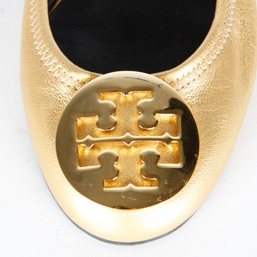 Gold Tone Tory Burch Ballet Flats