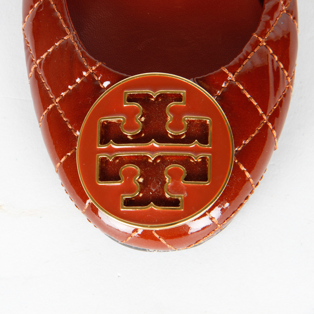 Dark Red Patent Leather Tory Burch Ballet Flats