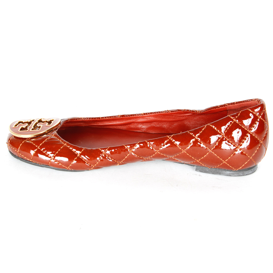 Dark Red Patent Leather Tory Burch Ballet Flats