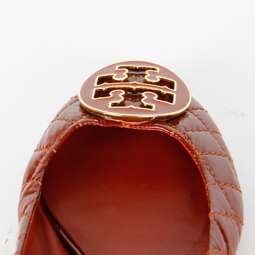 Dark Red Patent Leather Tory Burch Ballet Flats