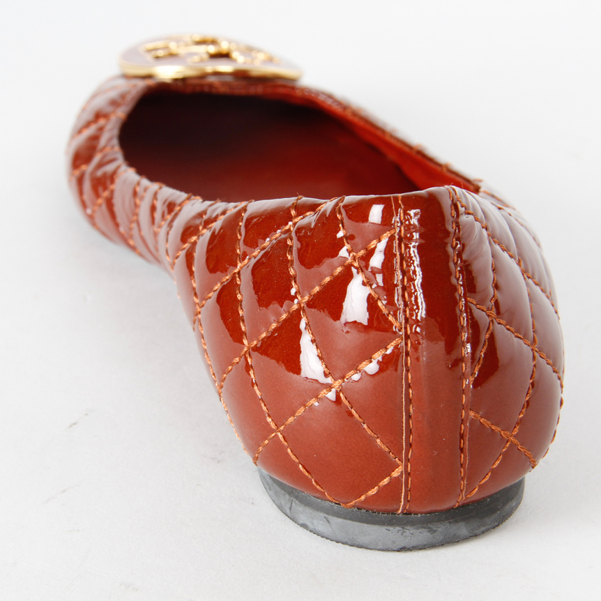 Dark Red Patent Leather Tory Burch Ballet Flats