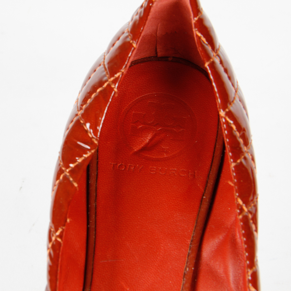 Dark Red Patent Leather Tory Burch Ballet Flats