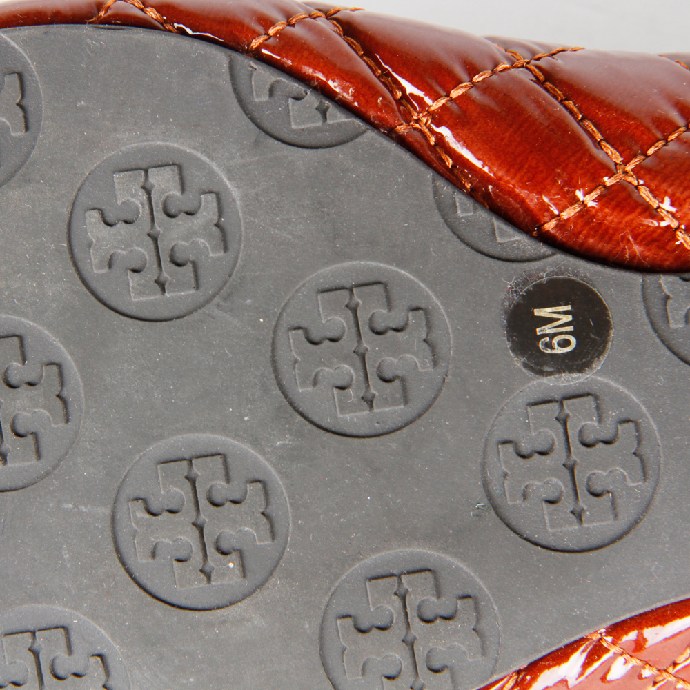 Dark Red Patent Leather Tory Burch Ballet Flats