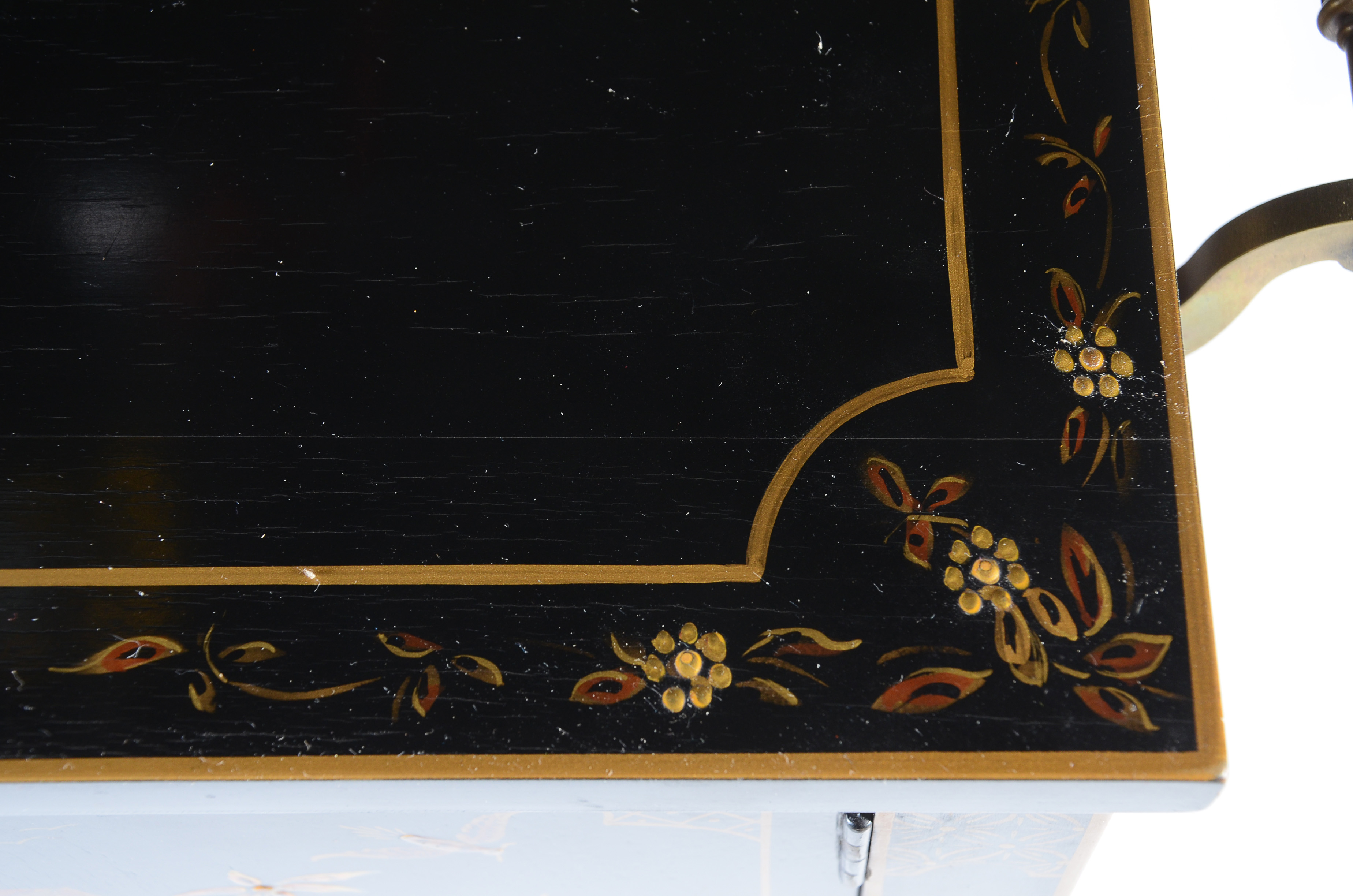 Mid Century Black Lacquer Chinoiserie Bar Cabinet