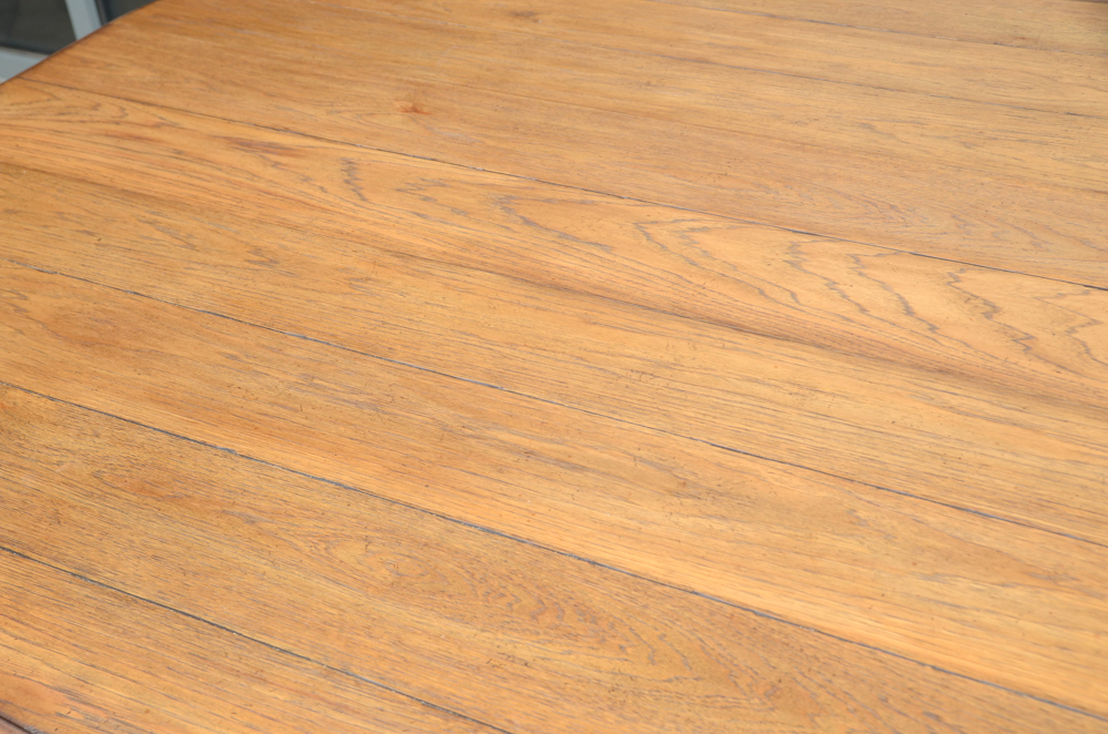 Oak Table with a Carved Pedestal Base