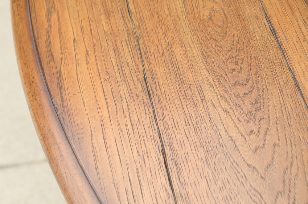 Oak Table with a Carved Pedestal Base