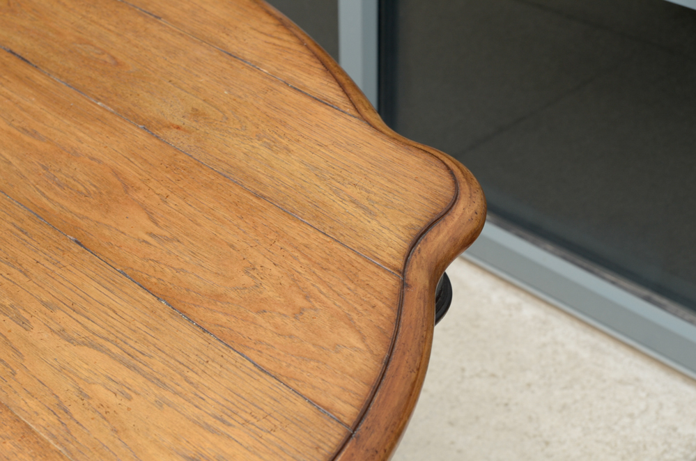 Oak Table with a Carved Pedestal Base
