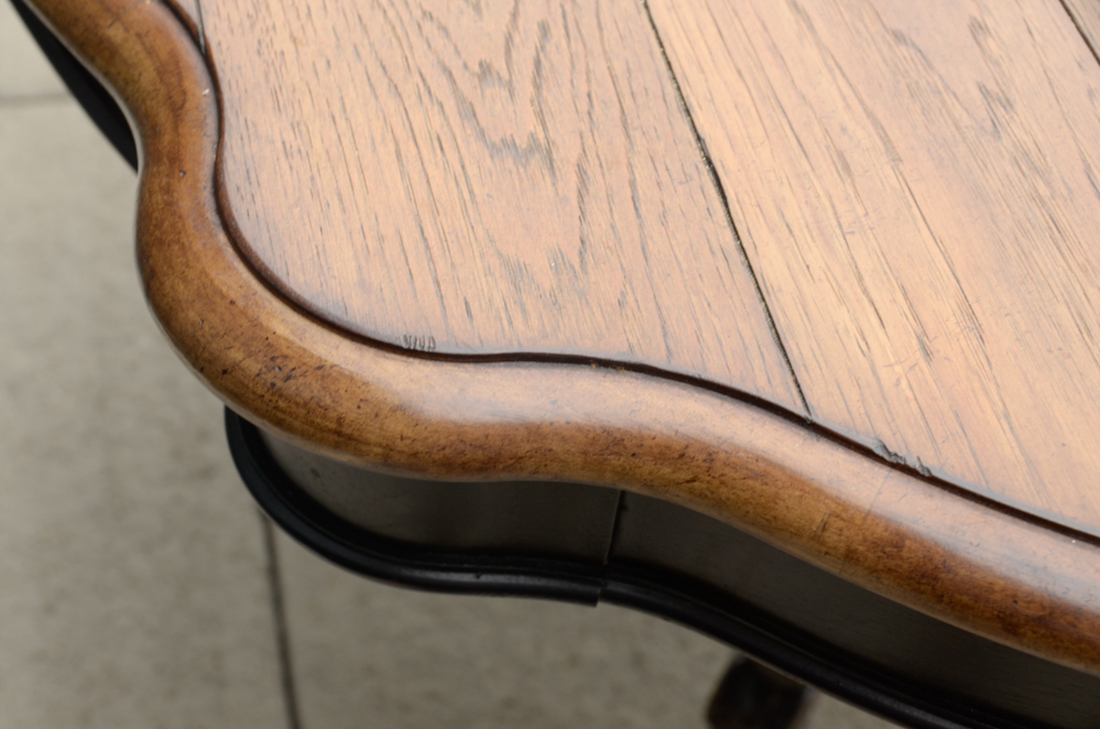 Oak Table with a Carved Pedestal Base