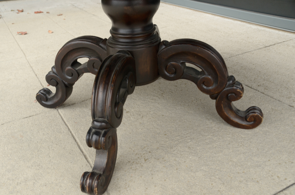 Oak Table with a Carved Pedestal Base
