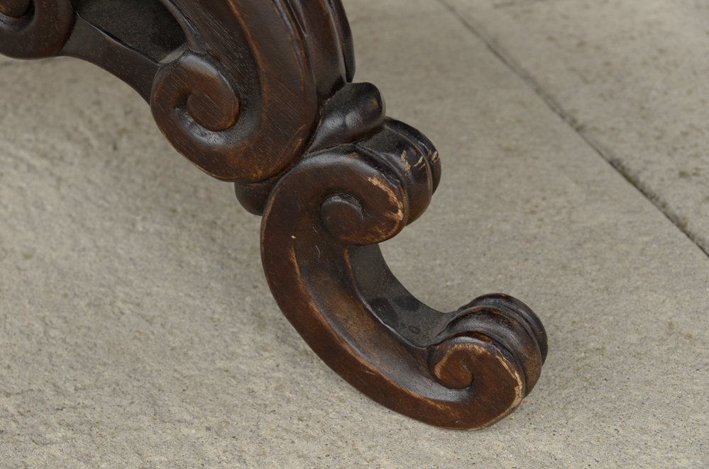 Oak Table with a Carved Pedestal Base