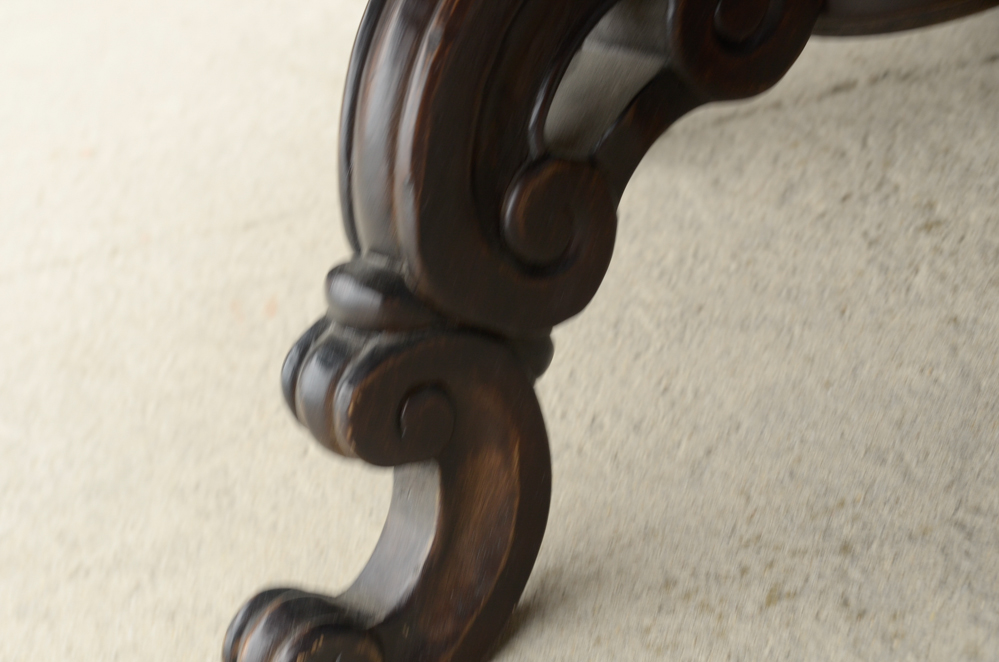 Oak Table with a Carved Pedestal Base