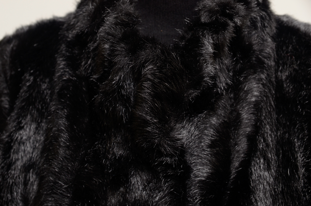 Pamela McCoy Full Length Black Faux Fur Coat Size 3X