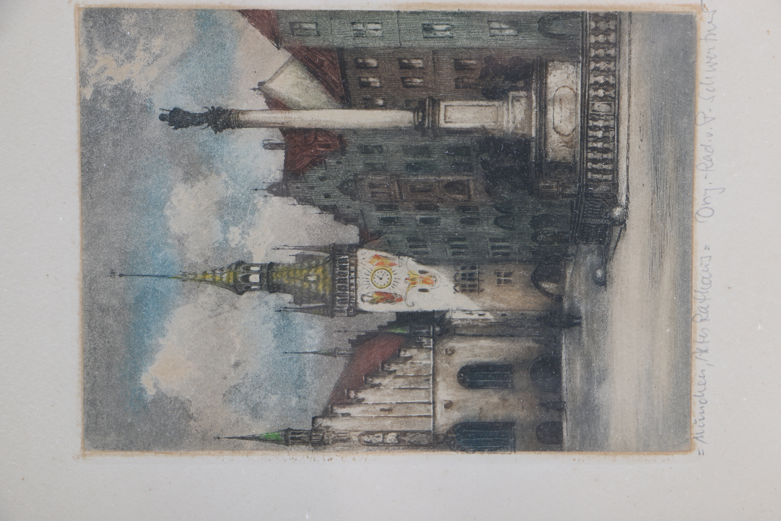 Original Colored Etching "München, Altes Rathaus"
