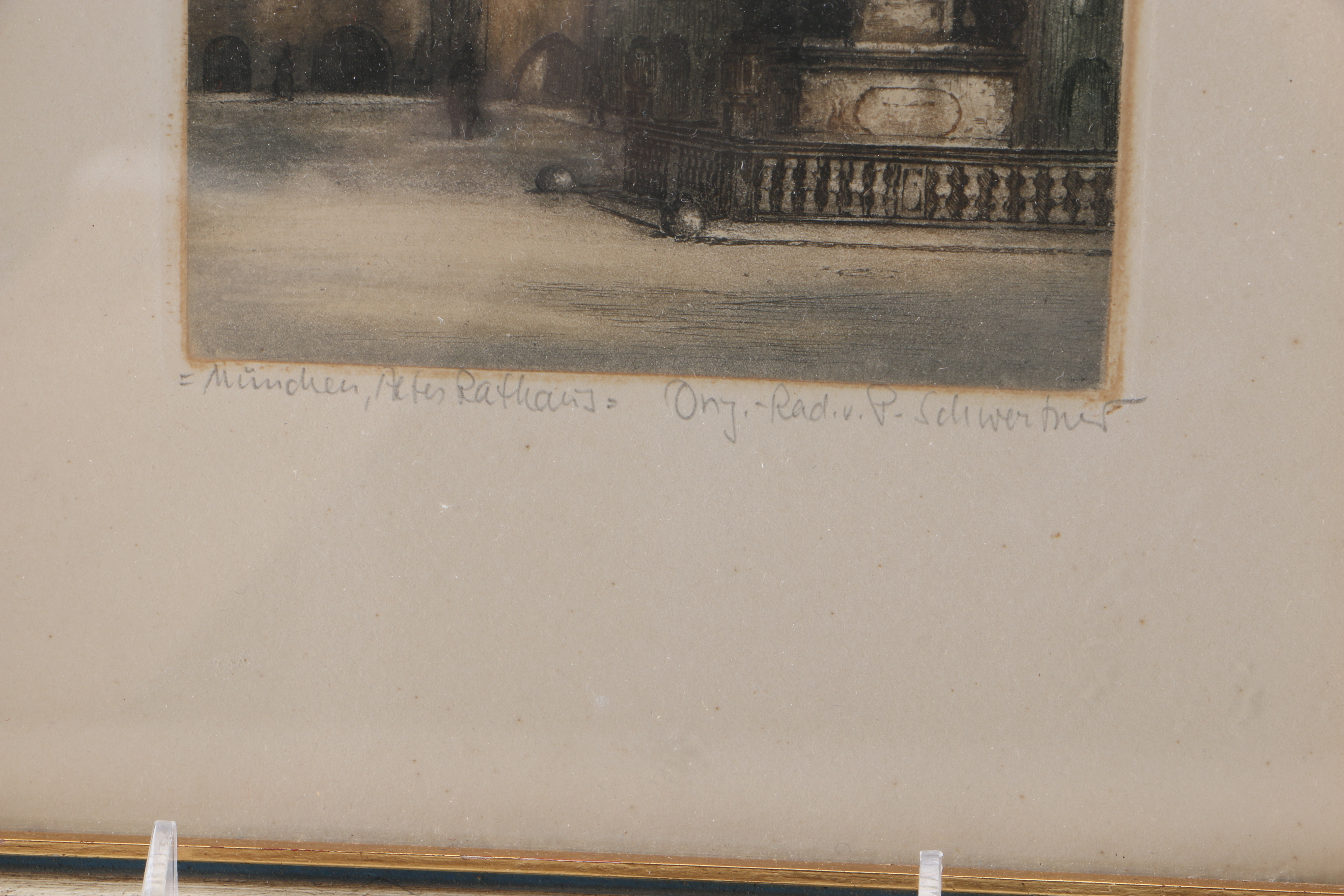 Original Colored Etching "München, Altes Rathaus"