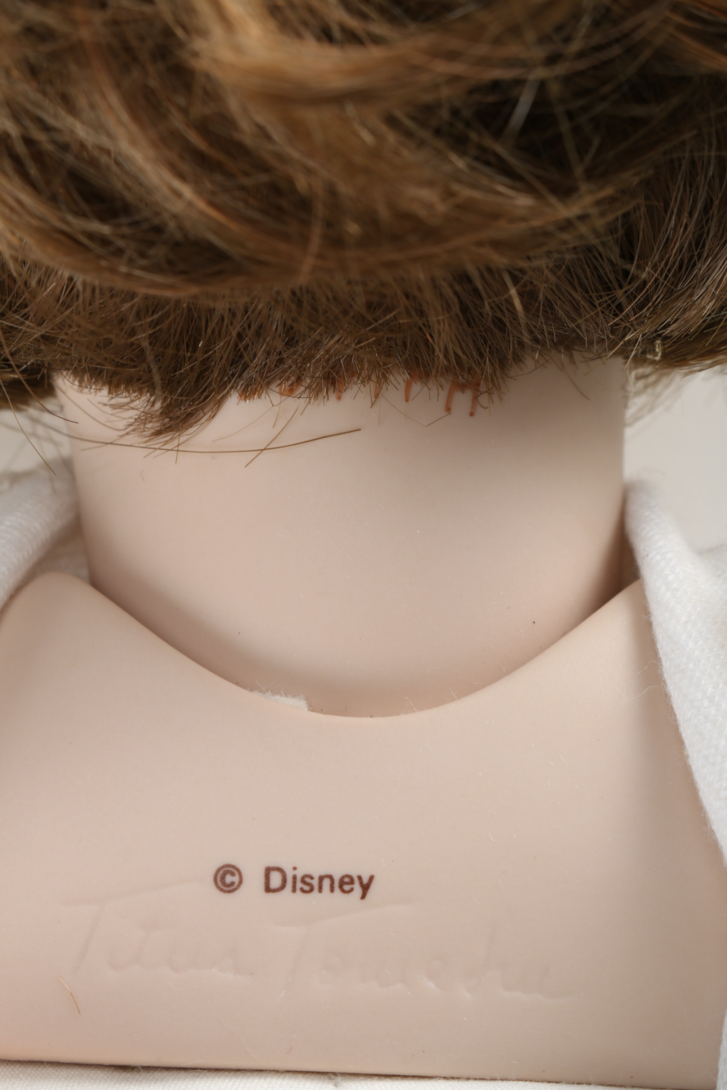 Brown Haired Porcelain Doll with Minnie Mouse Clothing