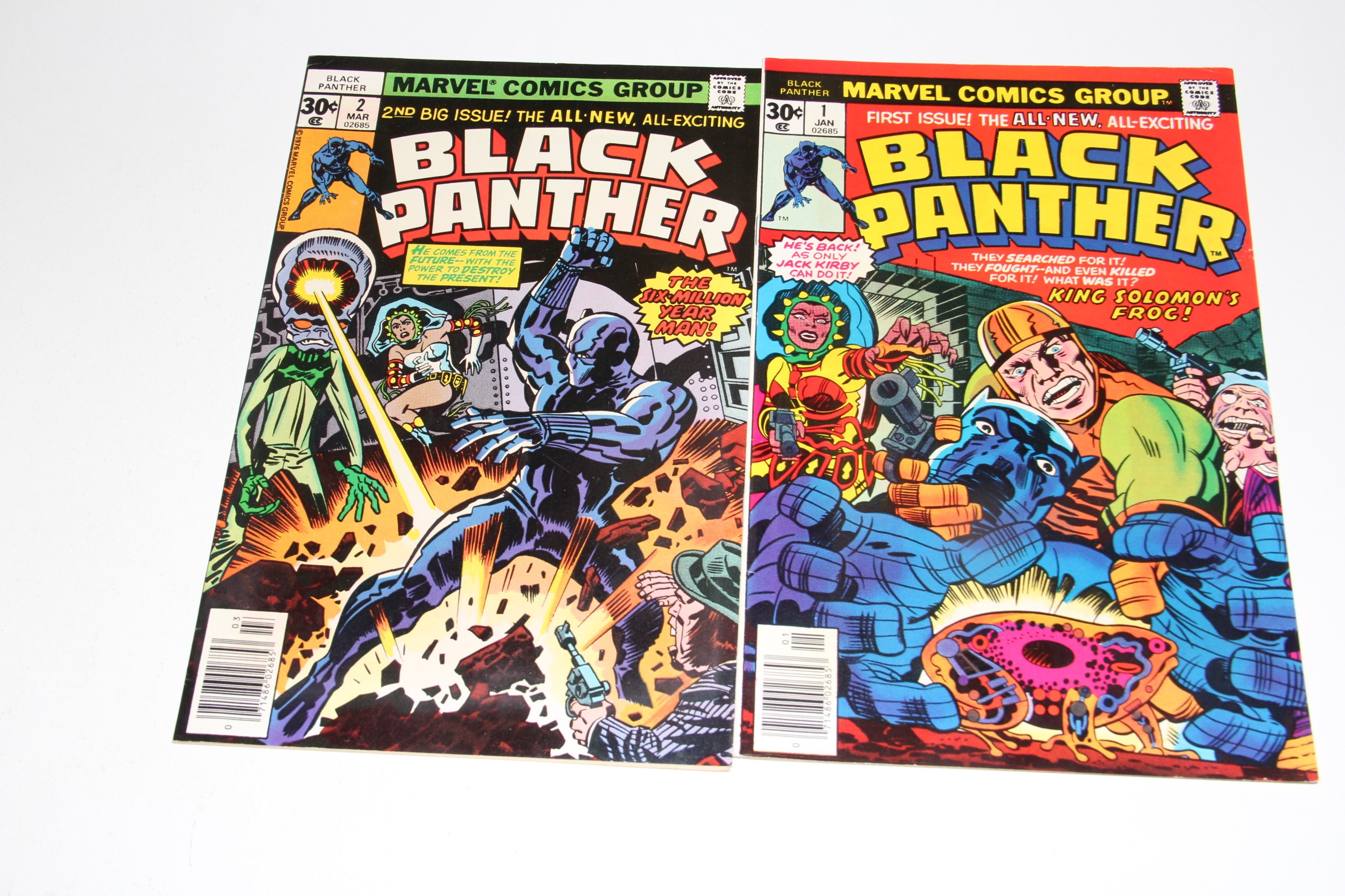 Marvel Comics Group First Six Issues of  "Black Panther" Comic Books with Artist Jack Kirby First Appearance of King Soloman's Frog