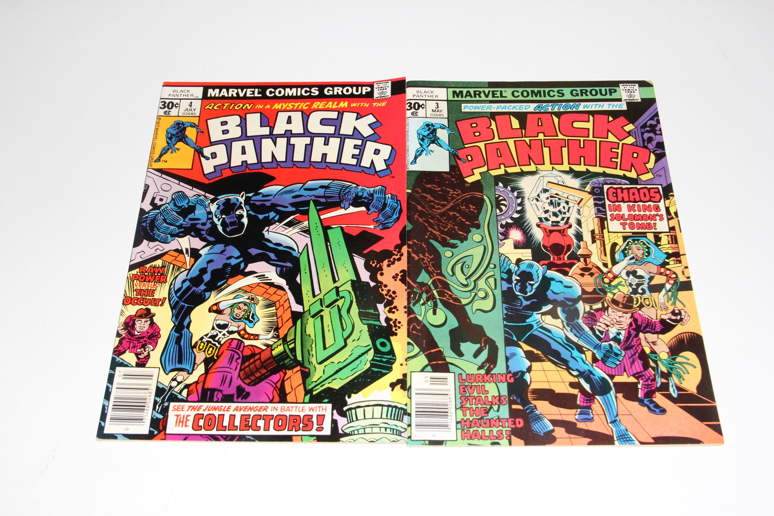 Marvel Comics Group First Six Issues of  "Black Panther" Comic Books with Artist Jack Kirby First Appearance of King Soloman's Frog