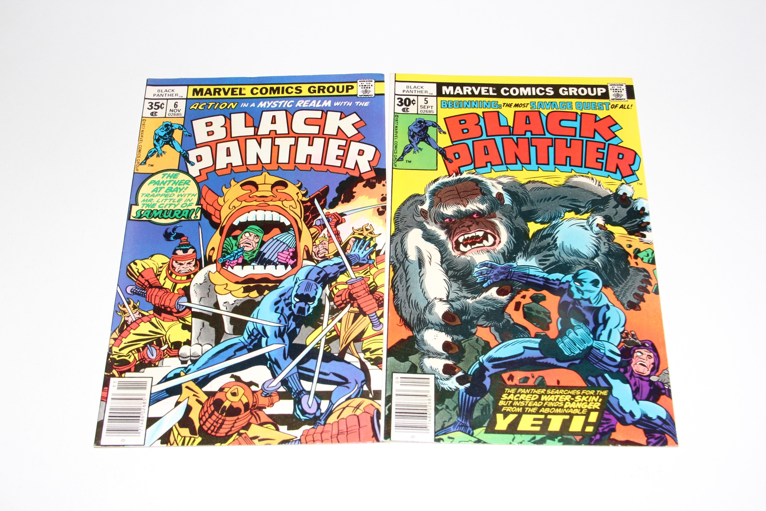 Marvel Comics Group First Six Issues of  "Black Panther" Comic Books with Artist Jack Kirby First Appearance of King Soloman's Frog