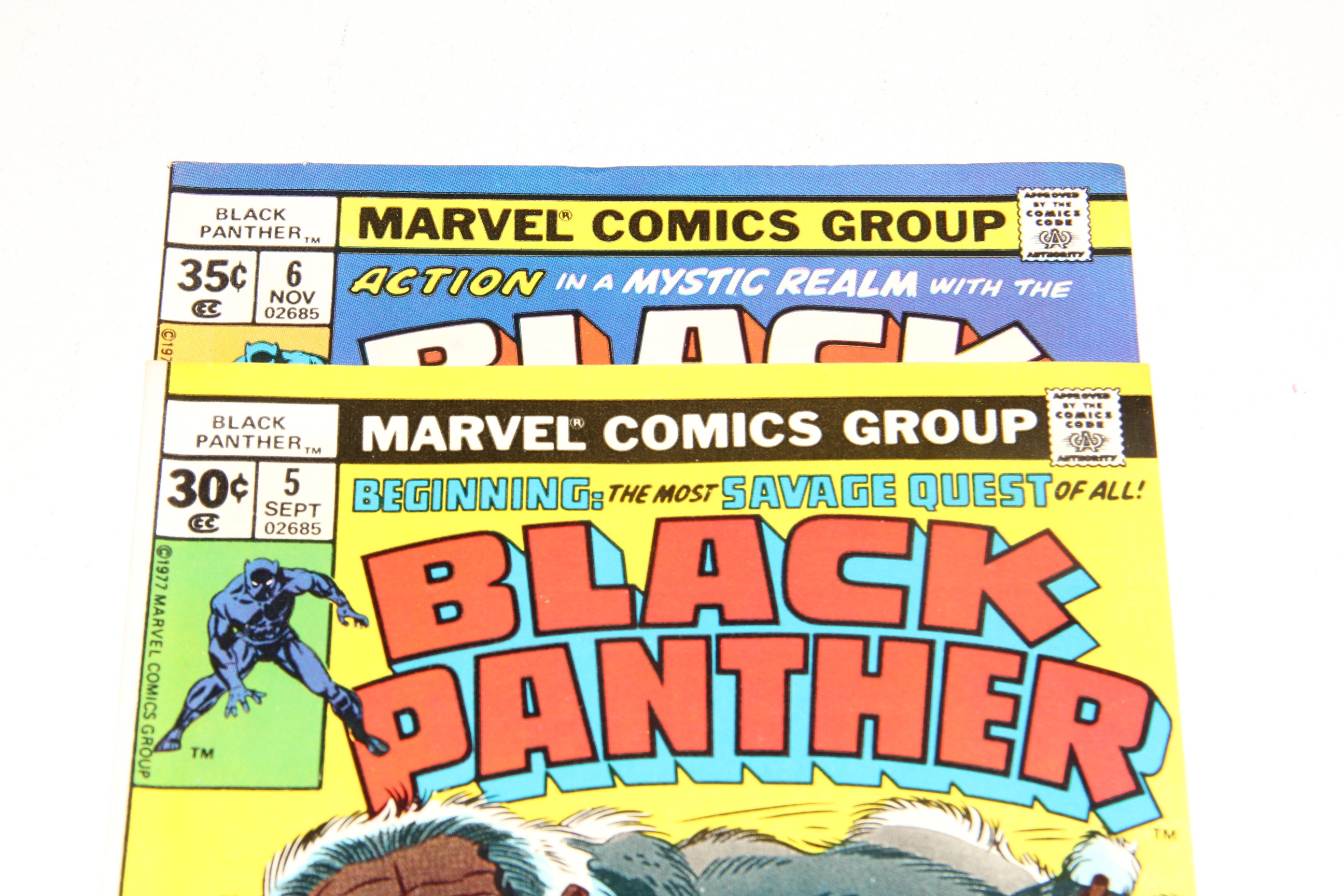 Marvel Comics Group First Six Issues of  "Black Panther" Comic Books with Artist Jack Kirby First Appearance of King Soloman's Frog
