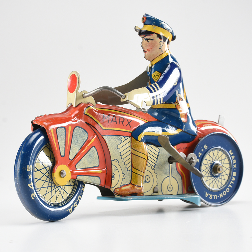 Marx Vintage Tin Litho Wind-Up Toy Motorcyclist