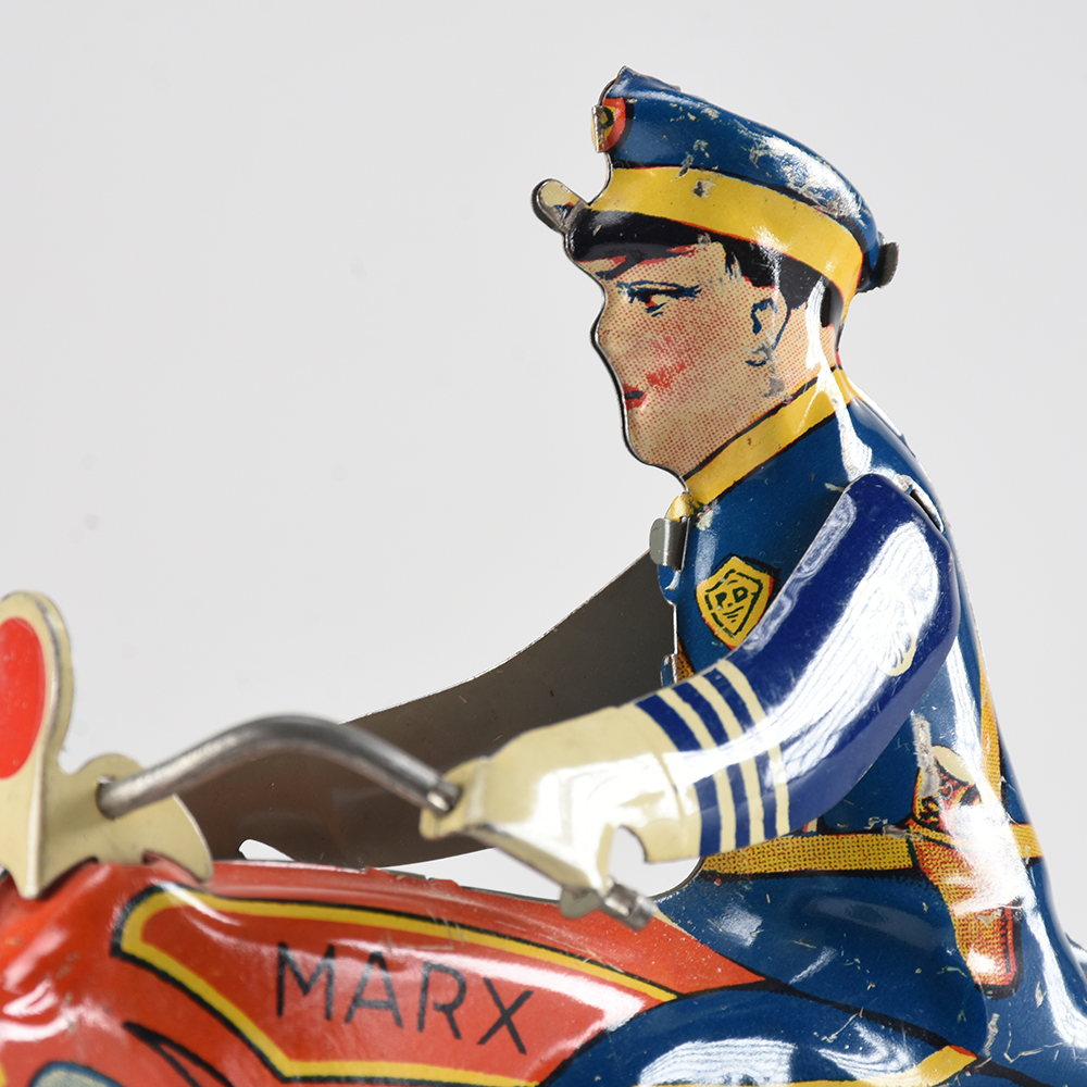 Marx Vintage Tin Litho Wind-Up Toy Motorcyclist