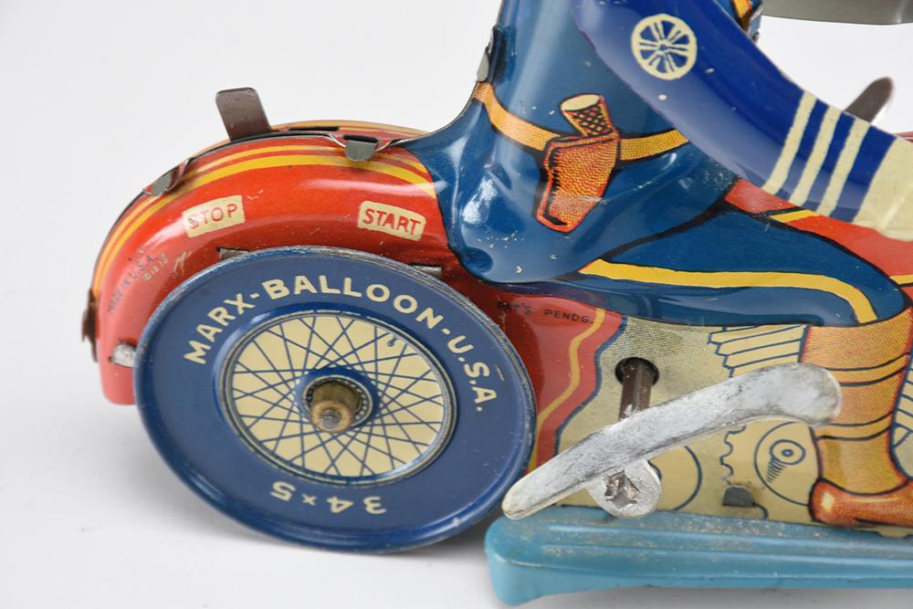 Marx Vintage Tin Litho Wind-Up Toy Motorcyclist