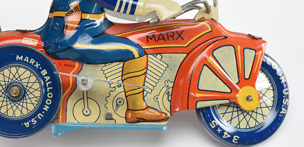 Marx Vintage Tin Litho Wind-Up Toy Motorcyclist