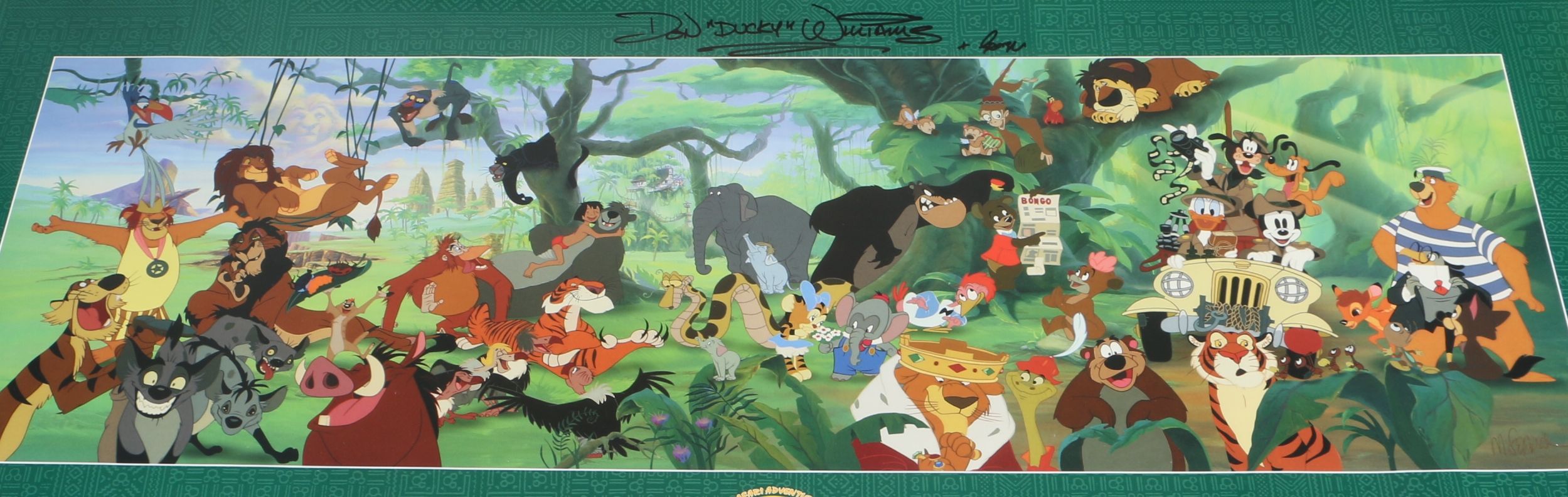 Autographed Disney Poster with Jungle-Themed Characters