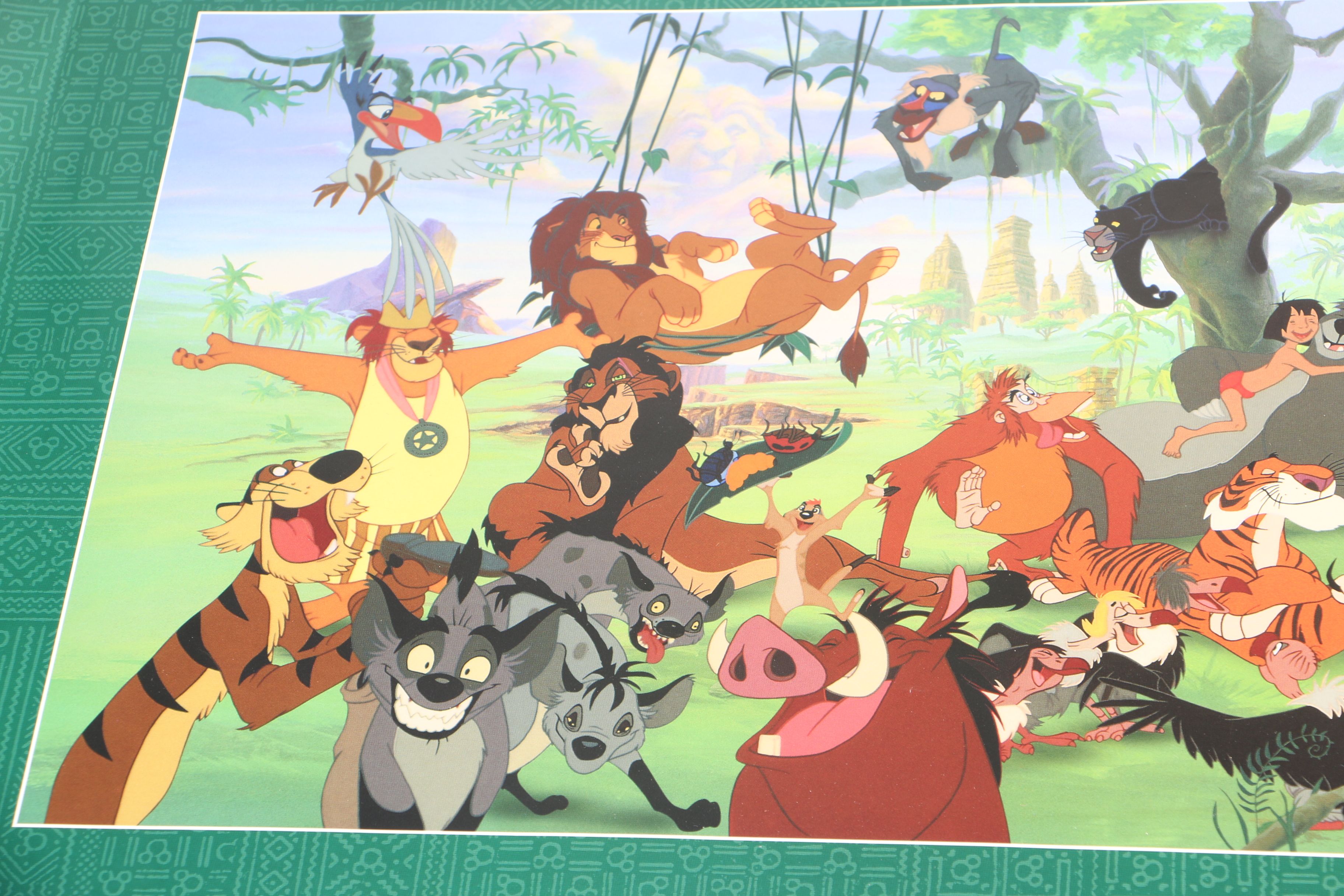 Autographed Disney Poster with Jungle-Themed Characters