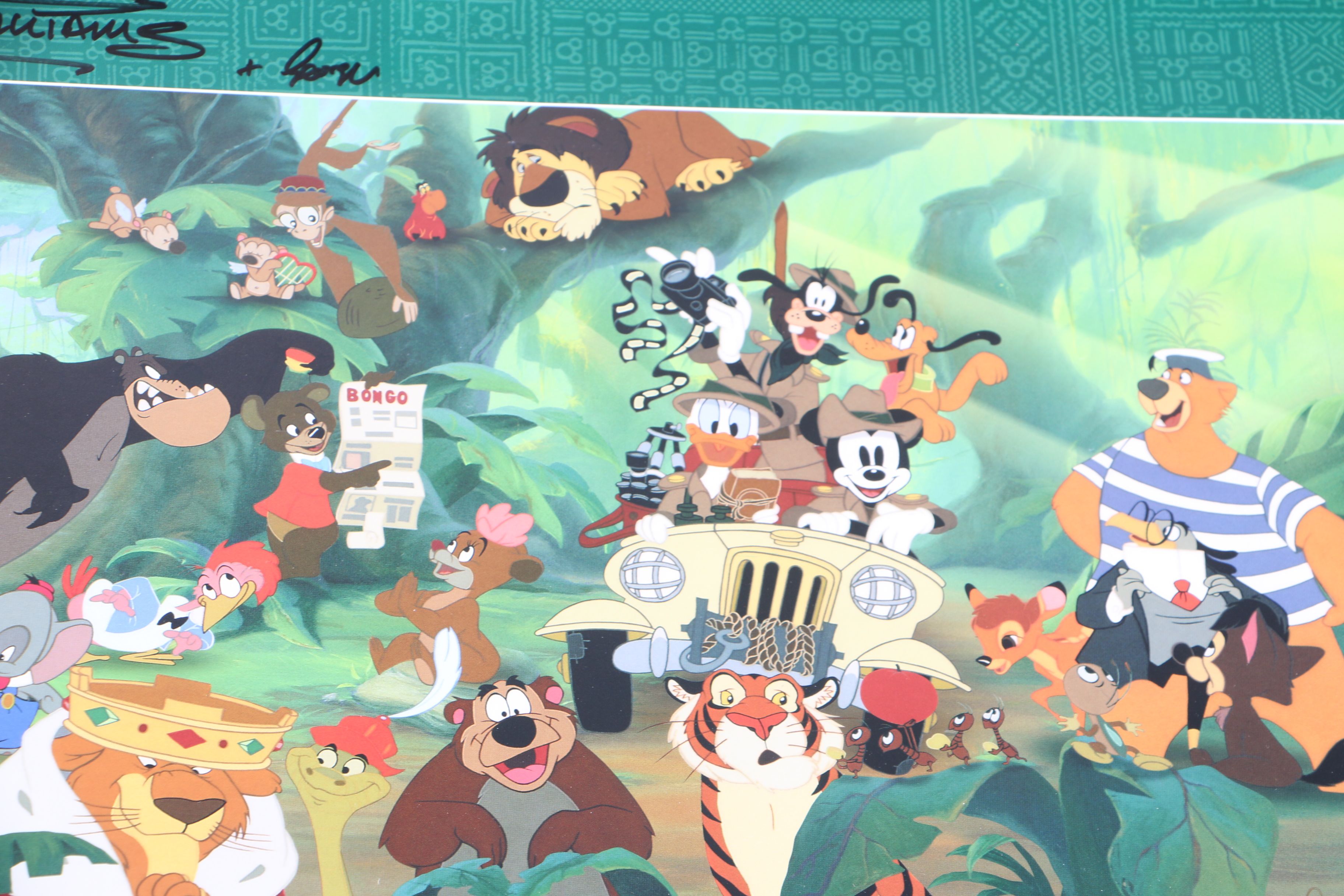 Autographed Disney Poster with Jungle-Themed Characters