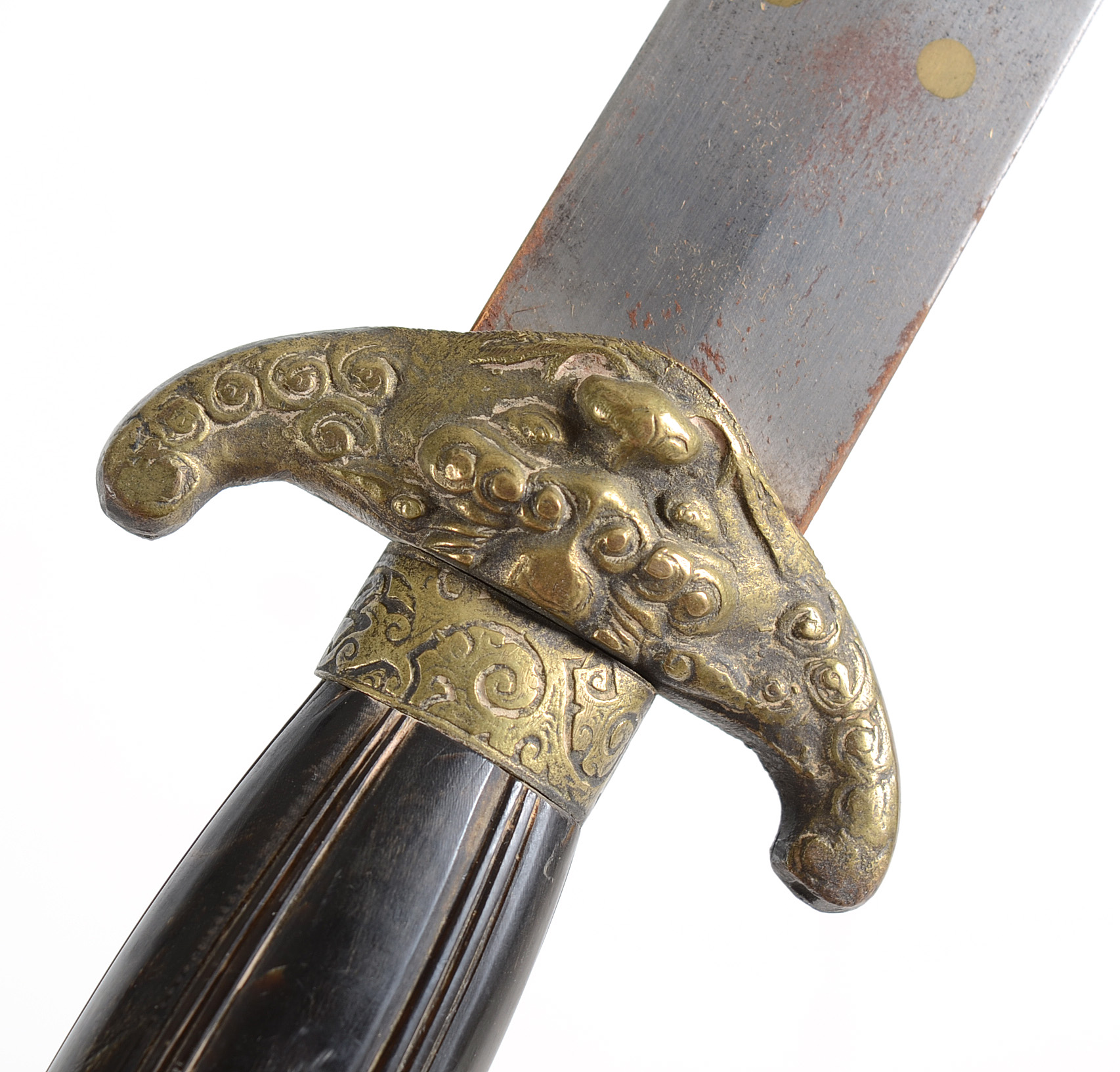 Antique Chinese Shuang Jian Double Sword Set in Shagreen Scabbard