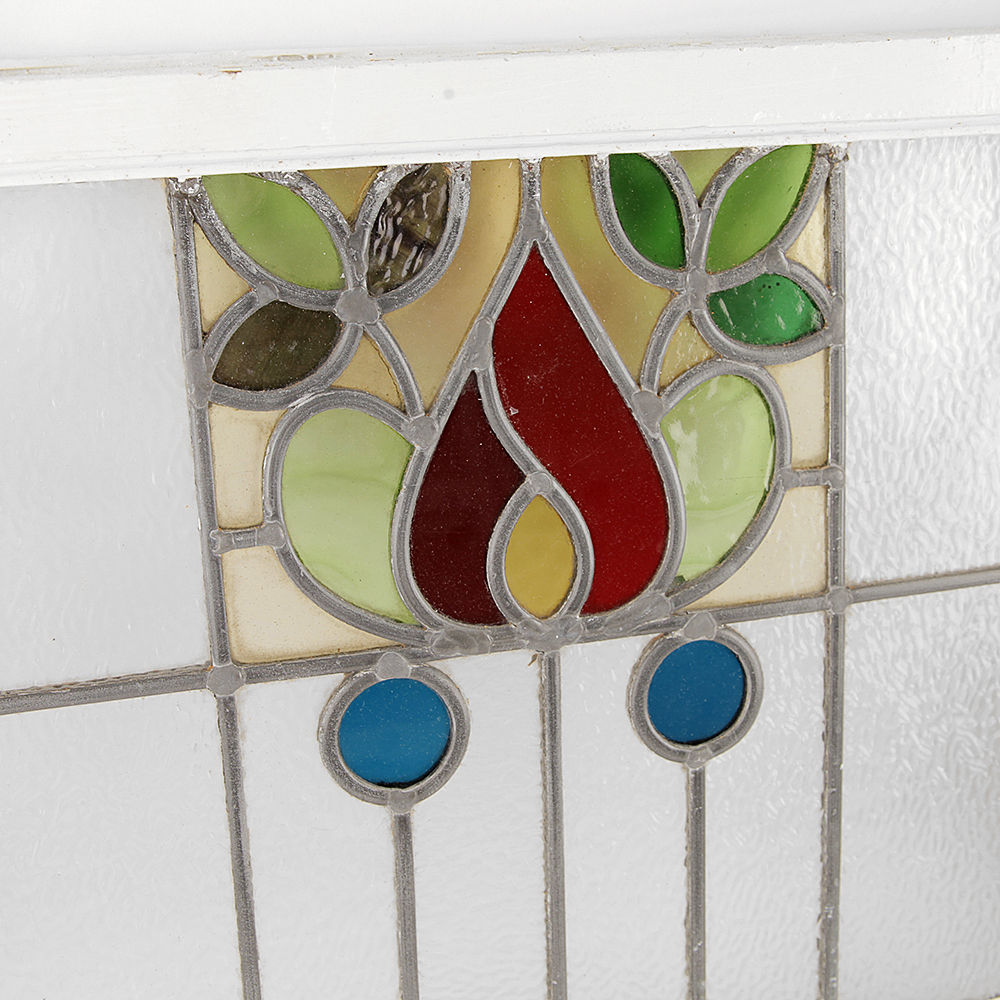 Zinc Came Stained Glass Window with Painted White Frame EBTH