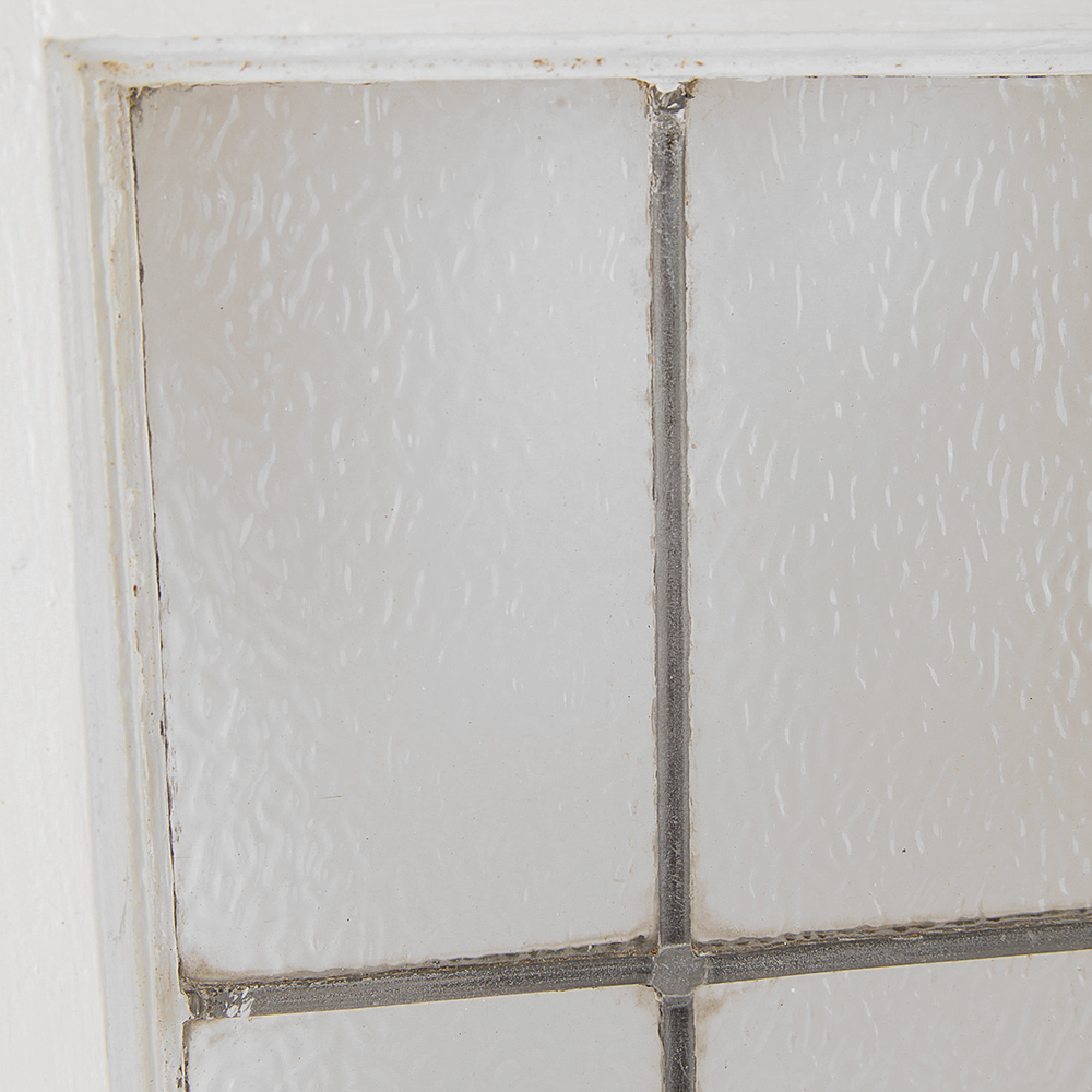 Zinc Came Stained Glass Window with Painted White Frame EBTH