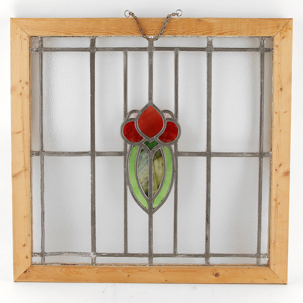 Zinc Came Stained Glass Window in Wood Frame