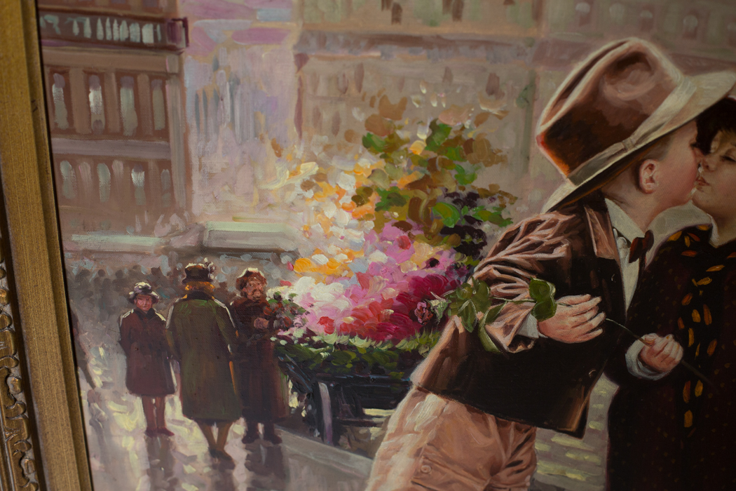 John Pieron Signed Oil Painting "First Kiss"