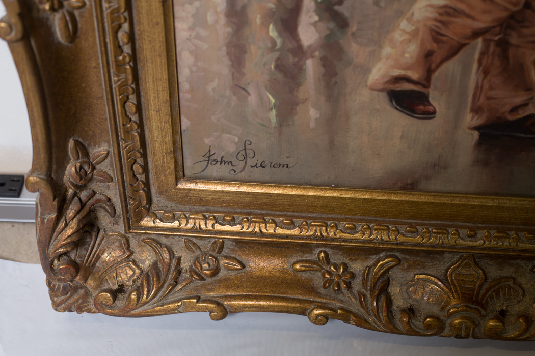 John Pieron Signed Oil Painting "First Kiss"