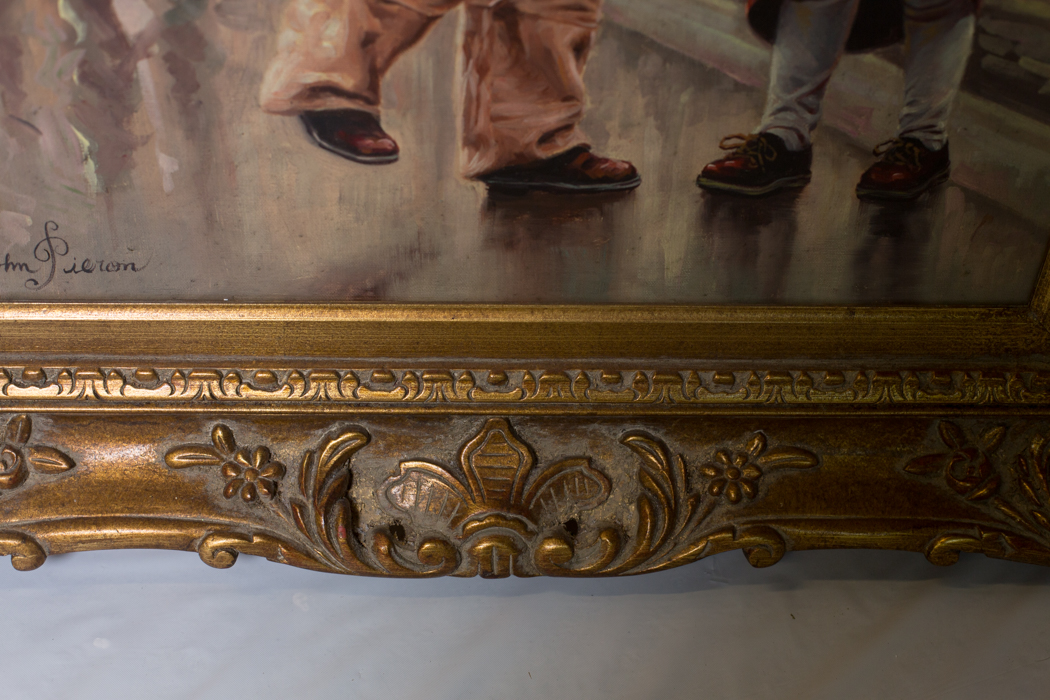 John Pieron Signed Oil Painting "First Kiss"