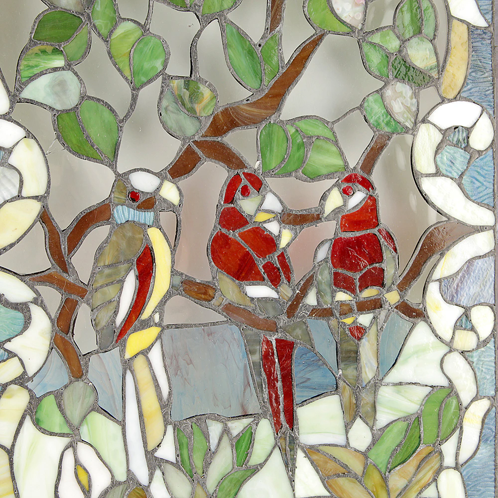 Bird Themed Stained Glass Window in Wooden Frame | EBTH