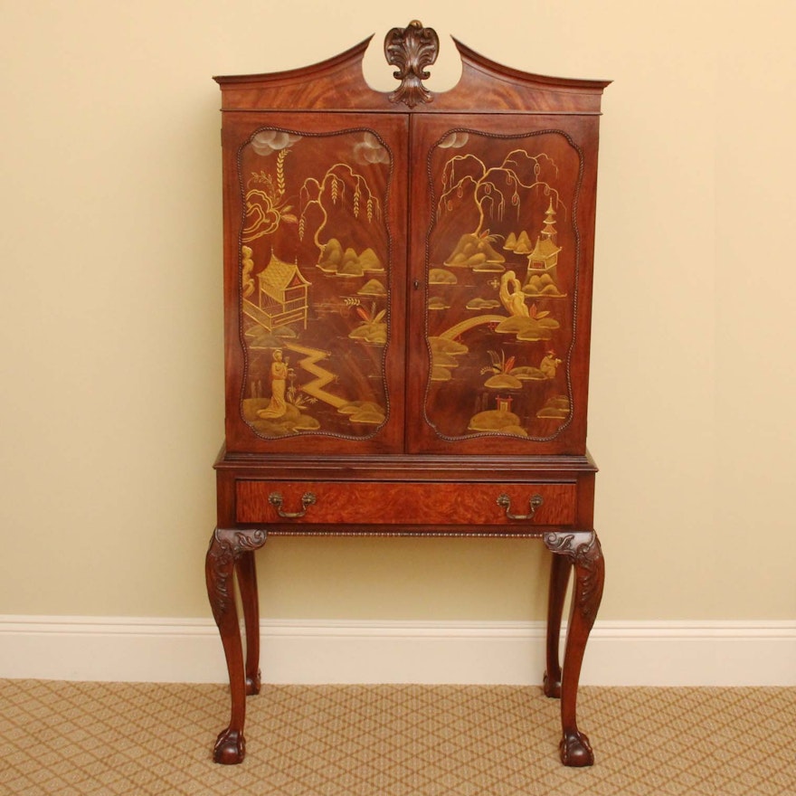 Antique Chinoiserie Cabinet On Stand
