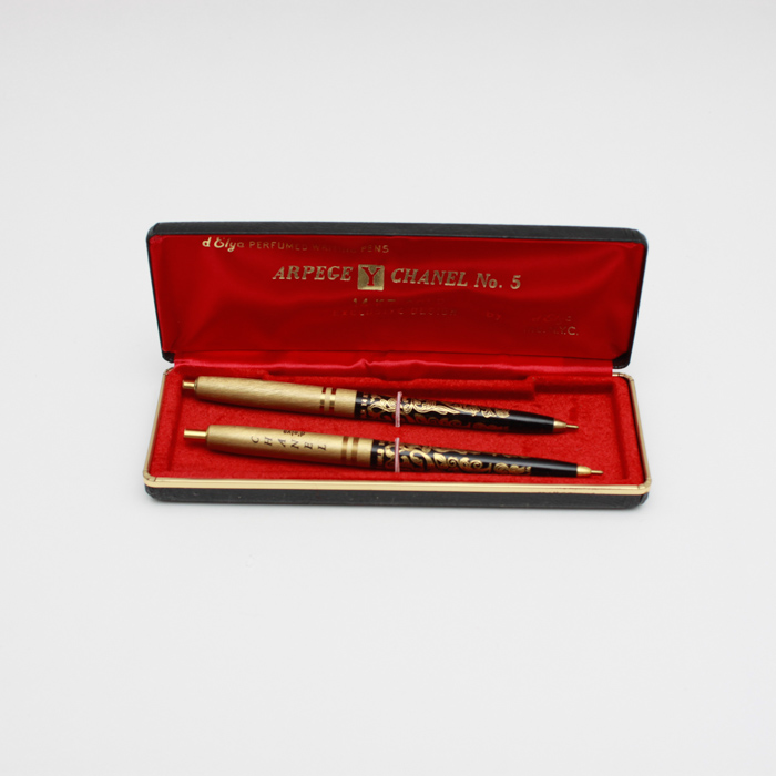 Set of Chanel No. 5 Arpege 14K Filigree Perfumed Pens