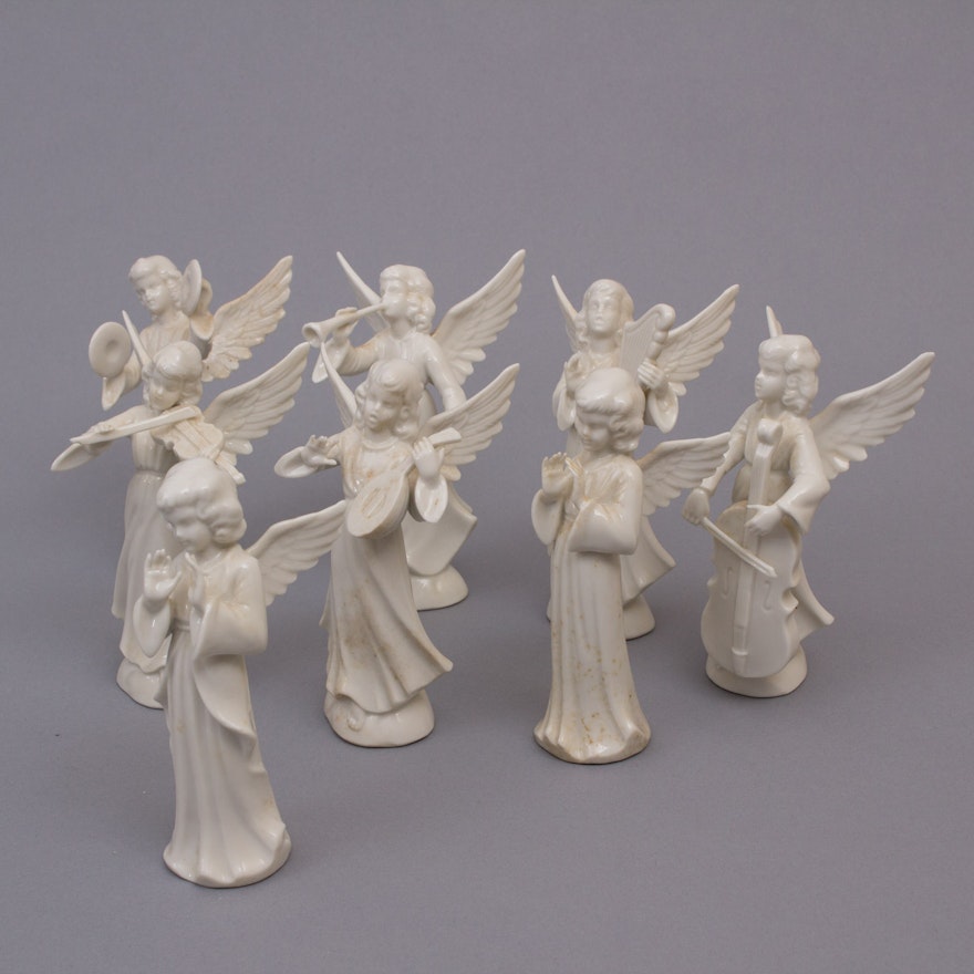 Dresden Porcelain Angel Figurines with Musical Instruments