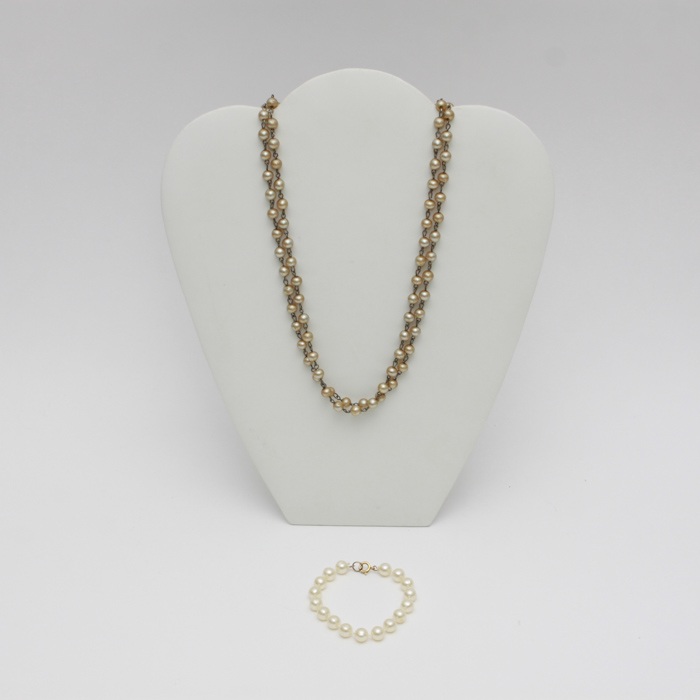 Vintage Faux Pearl Necklace and Bracelet