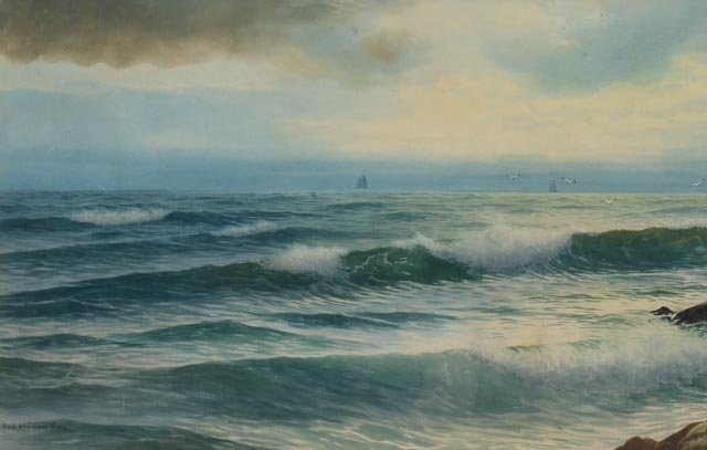 George Howell Gay Original Watercolor Seascape