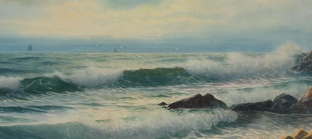 George Howell Gay Original Watercolor Seascape
