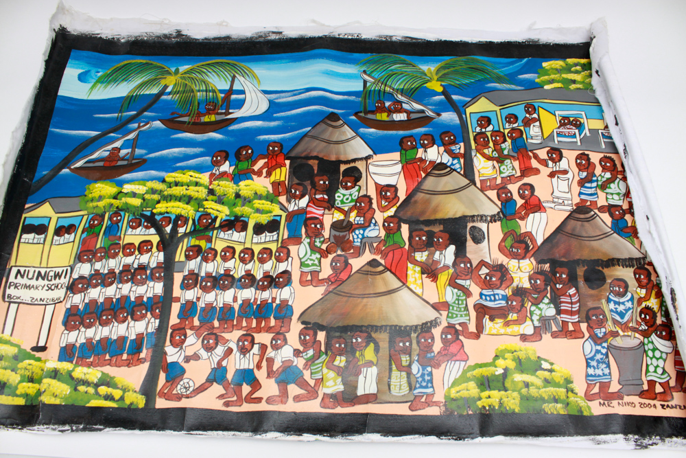 Tingatinga Painting of Nungwi Primary School in Zanzibar