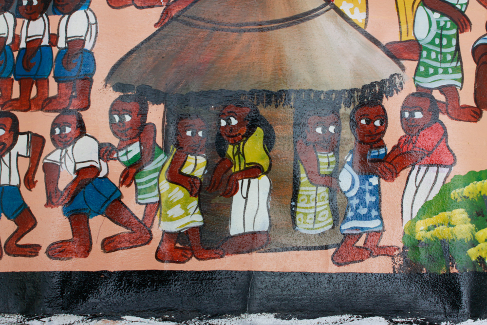 Tingatinga Painting of Nungwi Primary School in Zanzibar