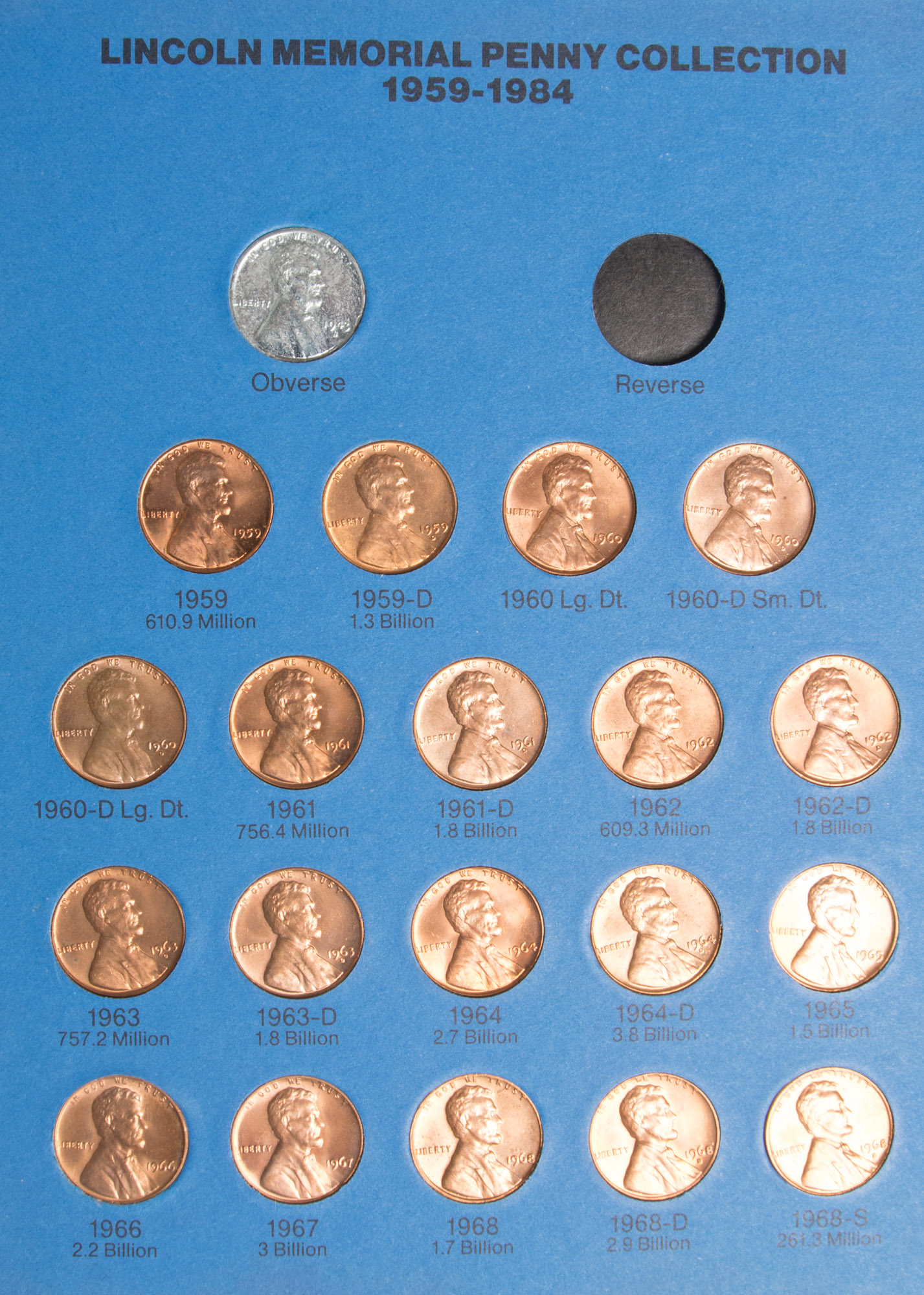 Lincoln Memorial Penny Collection 1959-1984