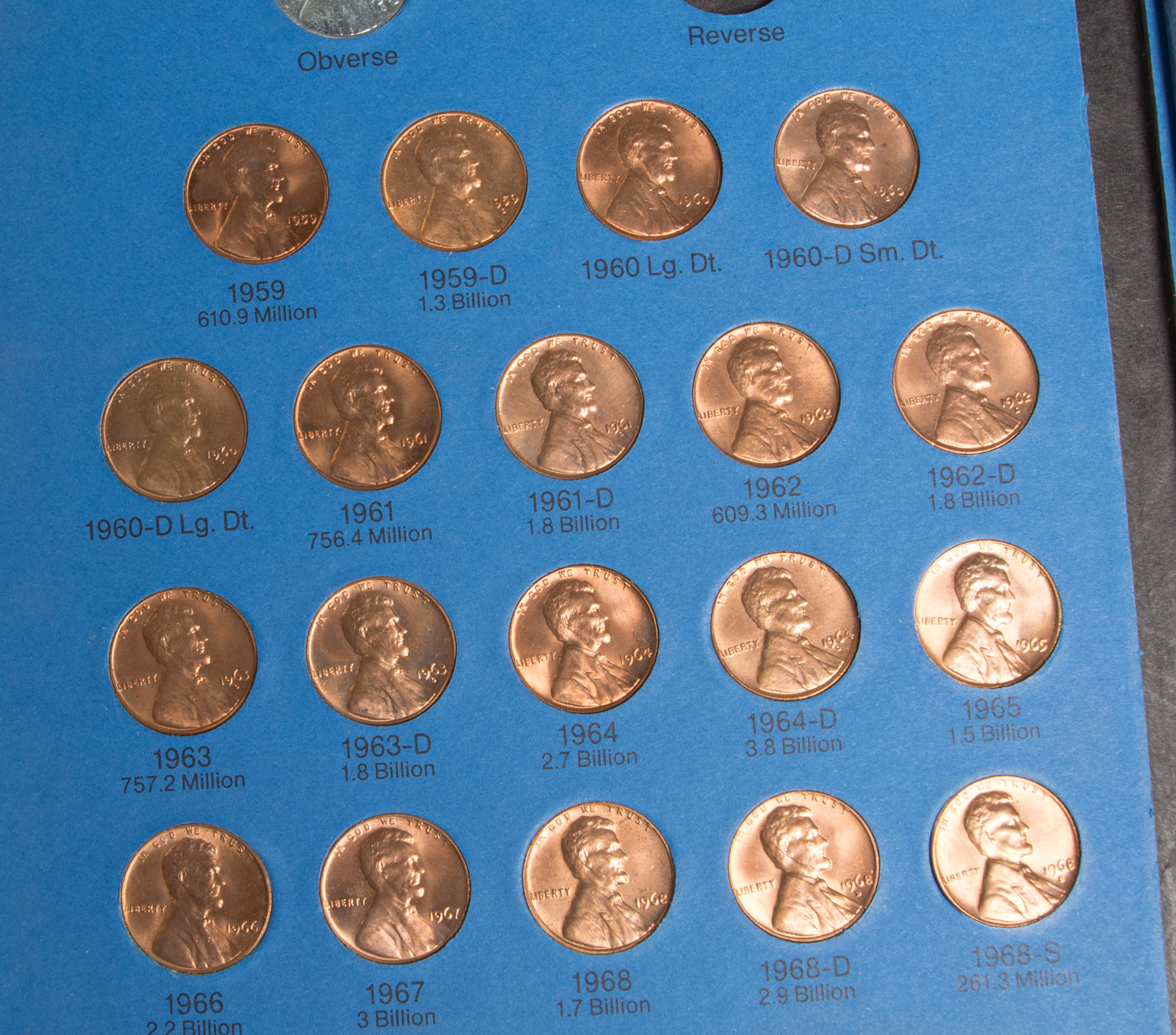 Lincoln Memorial Penny Collection 1959-1984